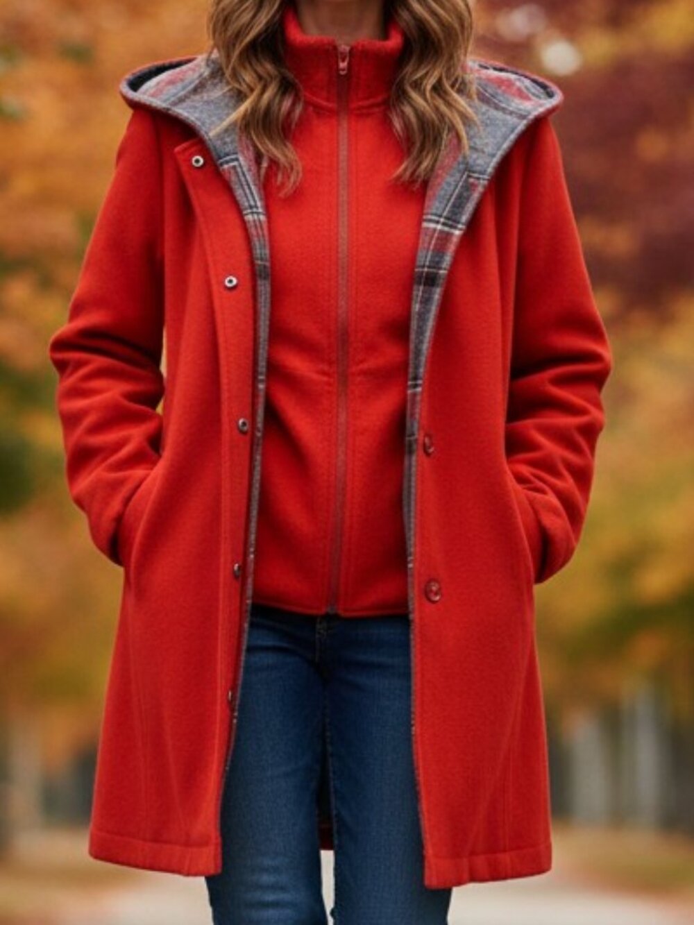 Vintage Sherwood of Ohio Red Wool Hooded Coat